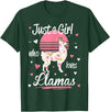 Pack A Punch Just A Girl Who Loves Llamas Llama Shirt Vintage T-Shirt - Dark Green
