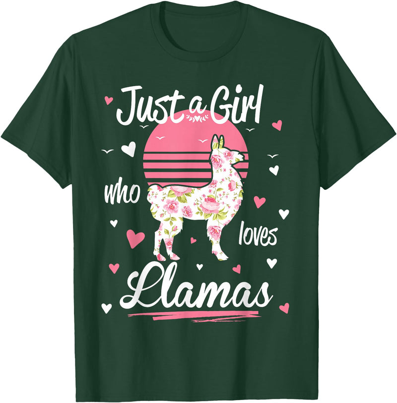Pack A Punch Just A Girl Who Loves Llamas Llama Shirt Vintage T-Shirt - Dark Green