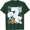 Arctic Animals Birthday Party Family Matching Bday Arctic Animals 7th Birthday Polar Bear Walrus Fox Sea Theme T-Shirt - Dark Green