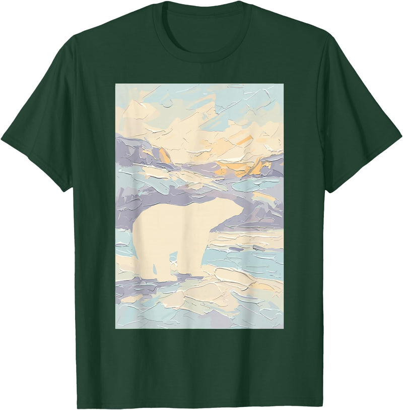 Polar Art Wildlife Nature Fan Club Ice Polar Bear Arctic Painting Wildlife Nature Lover Art Kids T-Shirt - Dark Green