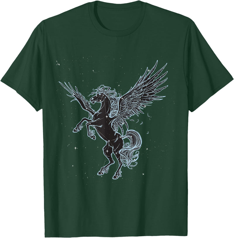 Pegasus Greek Ancient Mythology Collection Pegasus, Sky Constellation Winged horse, Greek Mythology T-Shirt - Dark Green