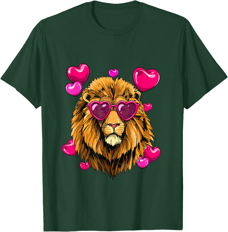 Wowsome! Valentines Day Lion Funny Lion Lover T-Shirt - Dark Green