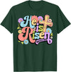 Floral He Is Risen Happy Easter Christian Bible Verse Faith T-Shirt in Dark Green