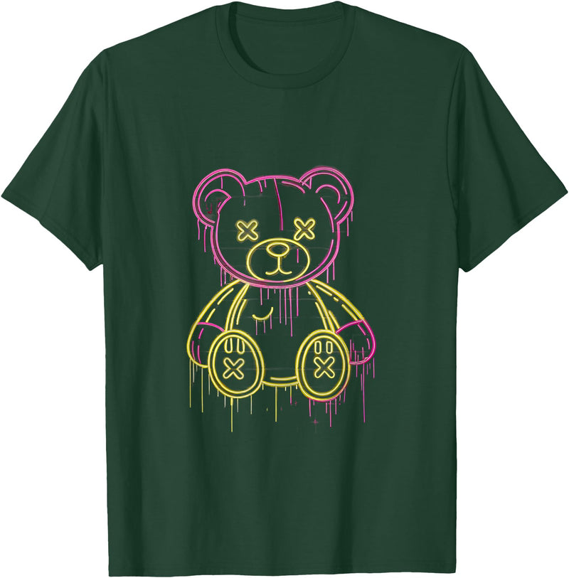 Urban Pop Collective Teddy Bear Graffiti Street Art Bold Urban Pop Illustration T-Shirt - Dark Green