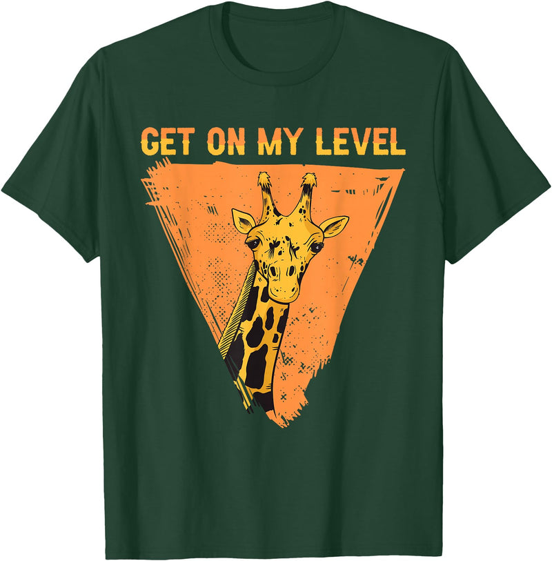 Giraffes Outfits For Tall People Tall People - Get On My Level Giraffe T-Shirt - Dark Green