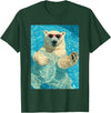 Pool Party Summer Animals Designs Funny Polar Bear with Sunglasses Summer Animal Swimming T-Shirt - Dark Green