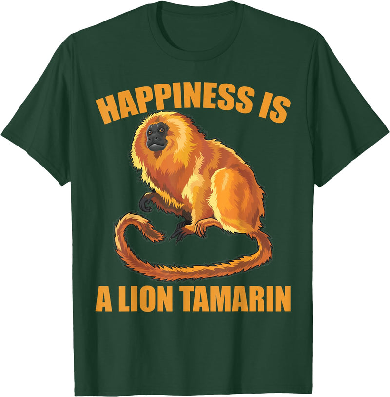 Happiness Is A Golden Lion Tamarin Tees Co. Glück ist ein Goldener Löwe Tamarin Monkeys Zoo Keeper T-Shirt - Dark Green
