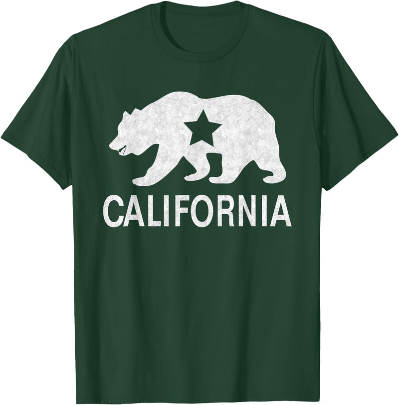 California Bear Souvenirs California State Flag Republic Of California T-Shirt - Dark Green