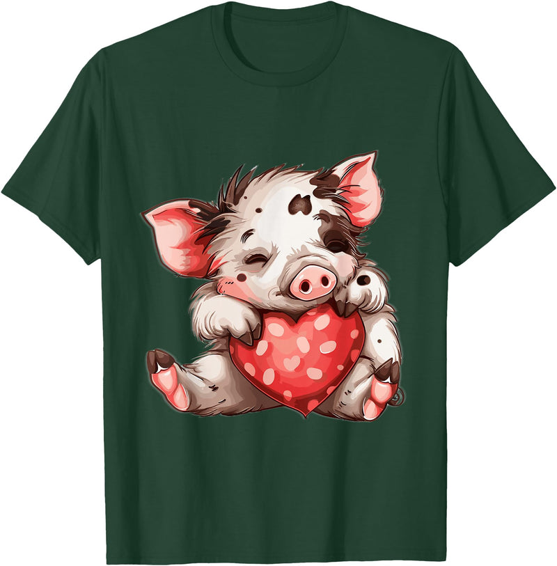 Kune Kune Pig Accessories & KuneKune Clothes Kune Kune Pig Heart Kunekune for Women Kune Kune Pig Girl T-Shirt - Dark Green