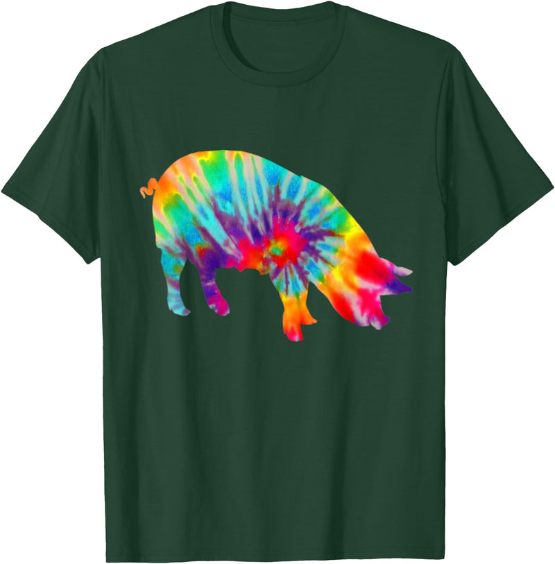 Pig Tie Dye Vintage Farmer T-Shirt - Dark Green