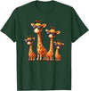 Zoo Family Funny Giraffe Animal Lovers Gifts Giraffe Family Sunglasses Safari Zoo Lover Cartoon Giraffes T-Shirt - Dark Green