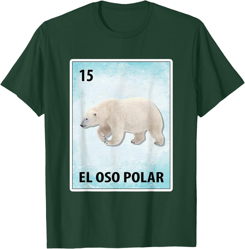 Polar Bear Mexican Tee El Oso Polar Mexican Polar Bear Cards T-Shirt - Dark Green