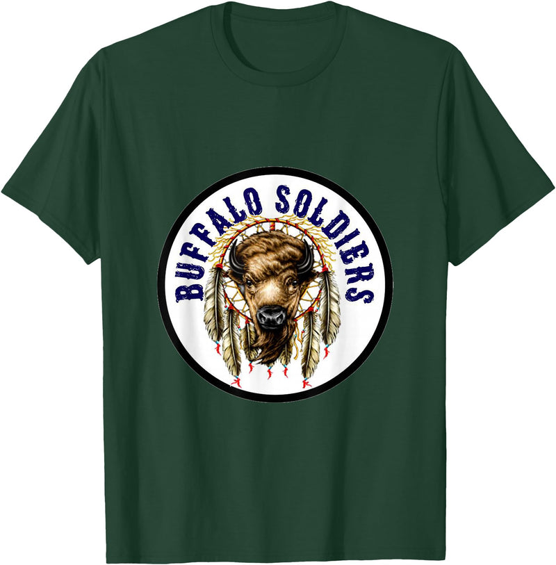 Mostly Art Stuff The Buffalo Soldiers of 1886 Dreamcatcher Art T-Shirt - Dark Green