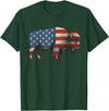 Bison American Buffalo Gifts & Apparel Stuff Bison USA American Flag Patriotic United States T-Shirt - Dark Green