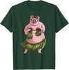 Cute Adult Women Animal Pun Hawaii Party Kids Art Cool Hawaiian Luau Pig | Funny Boar Lover Hula Dancing Gift T-Shirt - Dark Green