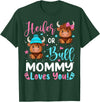 Reveal Party Highland Cow Bull or Heifer Mommy Loves You Highland Cow Lover T-Shirt - Dark Green