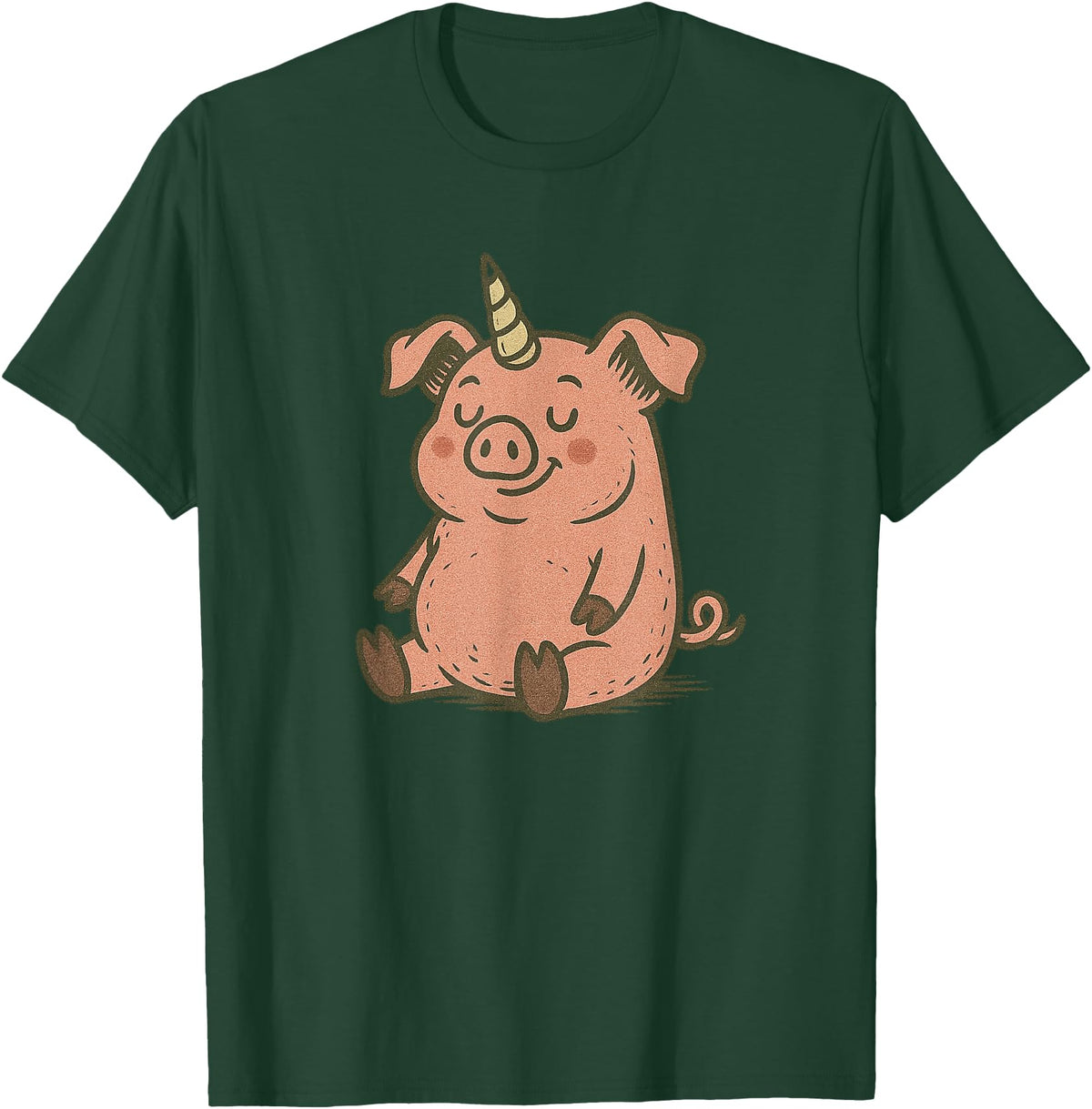 Funny Pig Outfit Unicorn Pig Costume for Funny Pigs and Unicorns Lovers T-Shirt - Dark Green