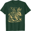Funny Cowboy Easter Bunny Retro Vintage Western Howdy T-Shirt in Dark Green