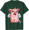 Piggy Squad Co Pig Unicorn Piggycorn Lover Funny Girls Women Farm Rainbow T-Shirt - Dark Green