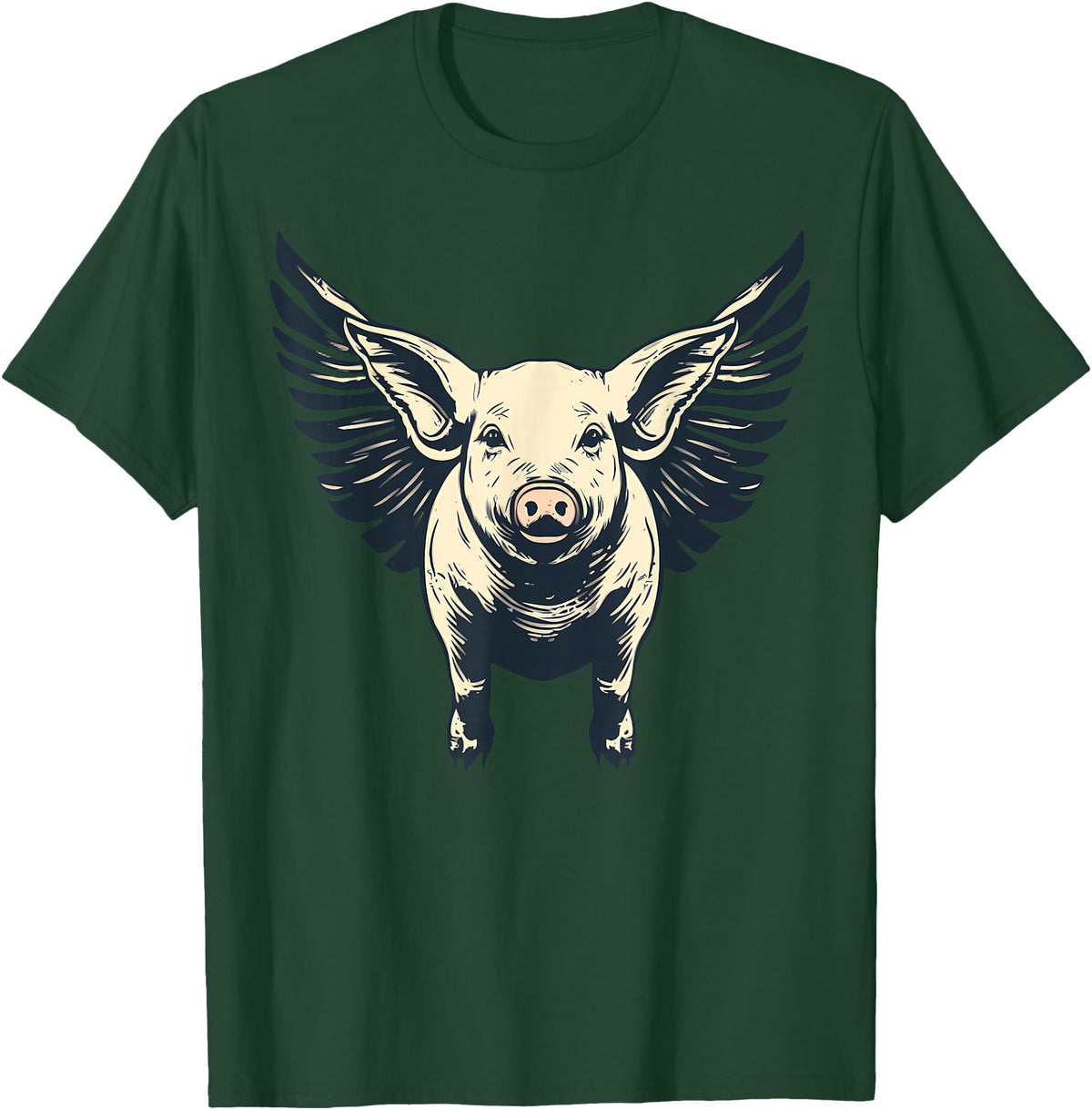 Flying Pig With Wings Design Flying Pig With Wings Fly Pig Lovers T-Shirt - Dark Green