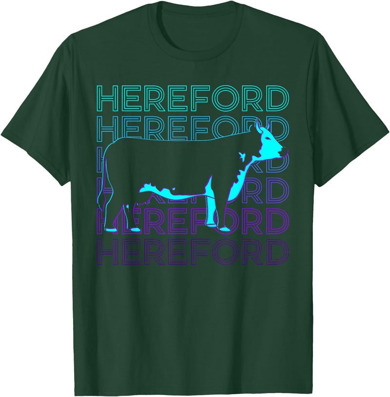 Hereford Gifts Hereford Cattle Hereford Cow Farmer Retro T-Shirt - Dark Green