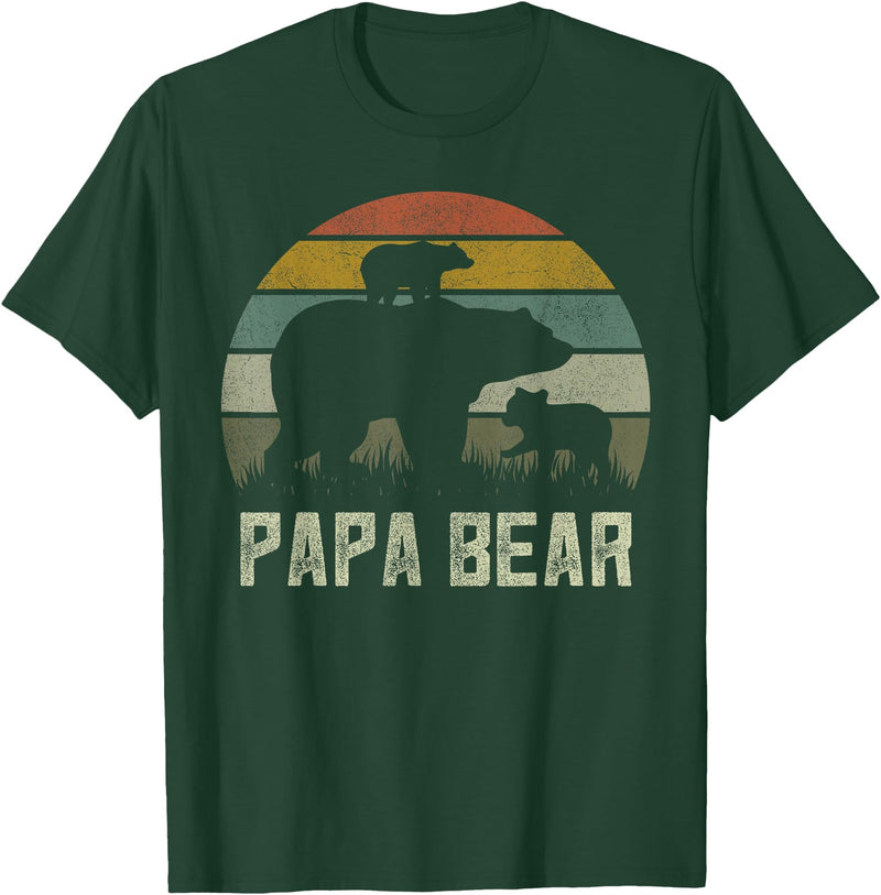 Bear Cubs Family Matching Gifts & Shirts Clothing Funny Papa Bear Shirts, Cub 2 Kids Fathers Day Grandpa T-Shirt - Dark Green