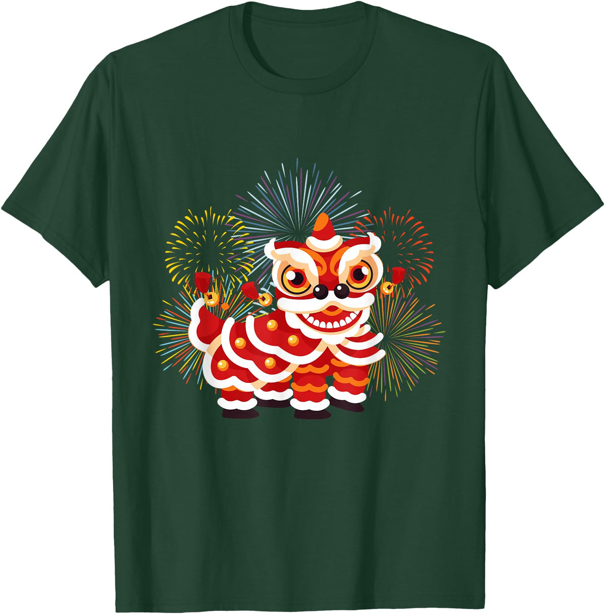 Happy Chinese New Year 2025 Lion Dance Chinese New Year Lunar New Year T-Shirt - Dark Green