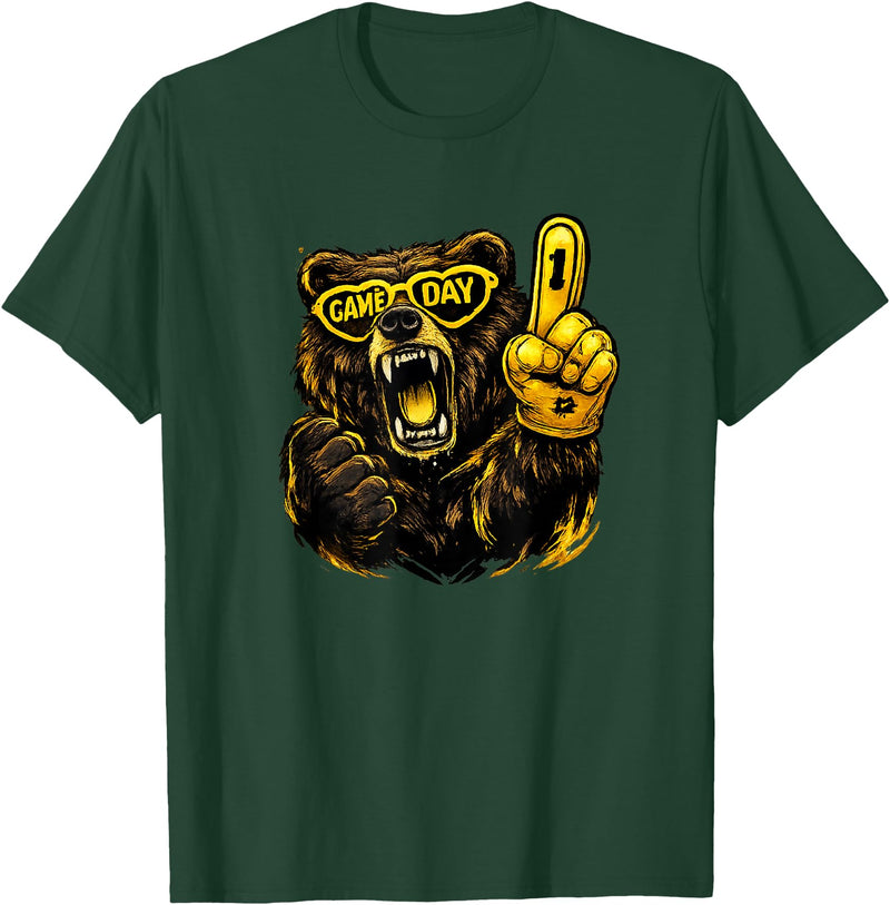 Cool Hockey Lion Game Day Sports Gift Funny Hockey Bear Game Day Vintage Shirt for Fans T-Shirt - Dark Green
