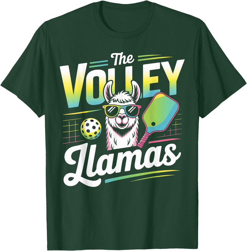 CharlIan Minds - LlamaLovers The Volley Llamas Pickleball Funny Llama T-Shirt - Dark Green