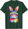 Funny Bunny Easter Rabbit Sunglasses Tie Dye Men Women Kids T-Shirt in Dark Green
