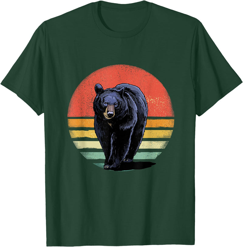 Wowsome! Retro Vintage Black Bear T-Shirt - Dark Green
