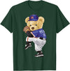 BERSLL Cute Teddy Bear Baseball Jug Sweatshirt T-Shirt - Dark Green