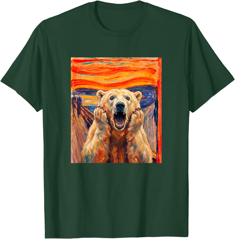 Polar Bears Polar Bear the scream meme The Scream Art Funny Polar Bear Meme T-Shirt - Dark Green