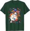 Rodent 4th Of July Costume Guinea Pig Sunglasses US Flag Bow Tie Fireworks 4th July T-Shirt - Dark Green