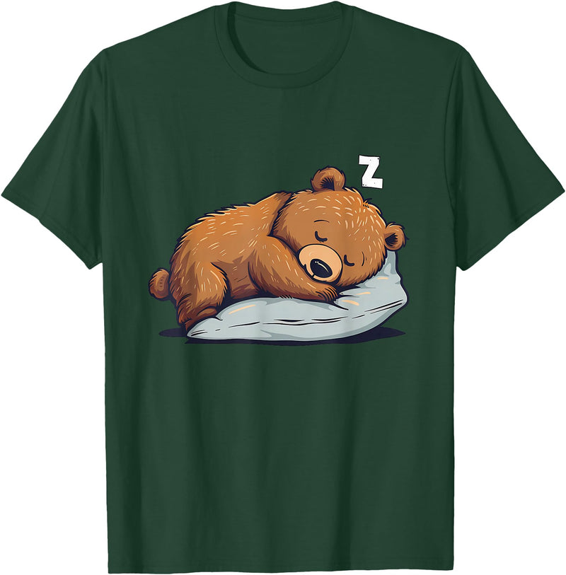Cute Sleeping Animals Napping Bear Sleeping Sleepy Bear Cute Bear Sleeping T-Shirt - Dark Green