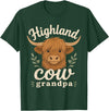 Grandpa Highland Cow Gifts and Apparel Highland Cow Grandpa Grandfather Father's Day T-Shirt - Dark Green