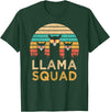 Llama Squad With Glasses Funny Funny Llama Squad Sunglasses Cool Llamas Vintage Gift T-Shirt - Dark Green