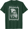 Spooky Vibes & Horror Humor Lovers Design Funny Halloween Creepy Bearded Skull Quote T-Shirt - Dark Green