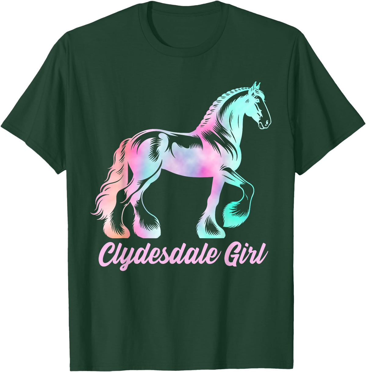 Clydesdale Horse by AKH Clydesdale Horse Girl, Womens Equestrian Clydesdale Horse T-Shirt - Dark Green