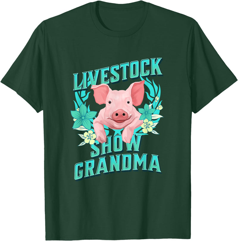 Showing Cattle & Pigs T-Shirts And Apparel Livestock Show Grandma - We Show Pigs at the Fair T-Shirt - Dark Green