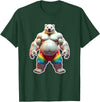 Jay Moe Design "I Love Bears" Fun Gay Pride Vintage Rainbow T-Shirt - Dark Green