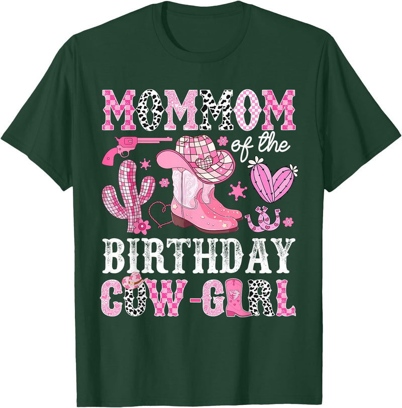 Pink Western Cowgirl Bday Party Family Matching Mommom Of The Birthday Cow-Girl Rodeo Cowgirl Bday T-Shirt - Dark Green