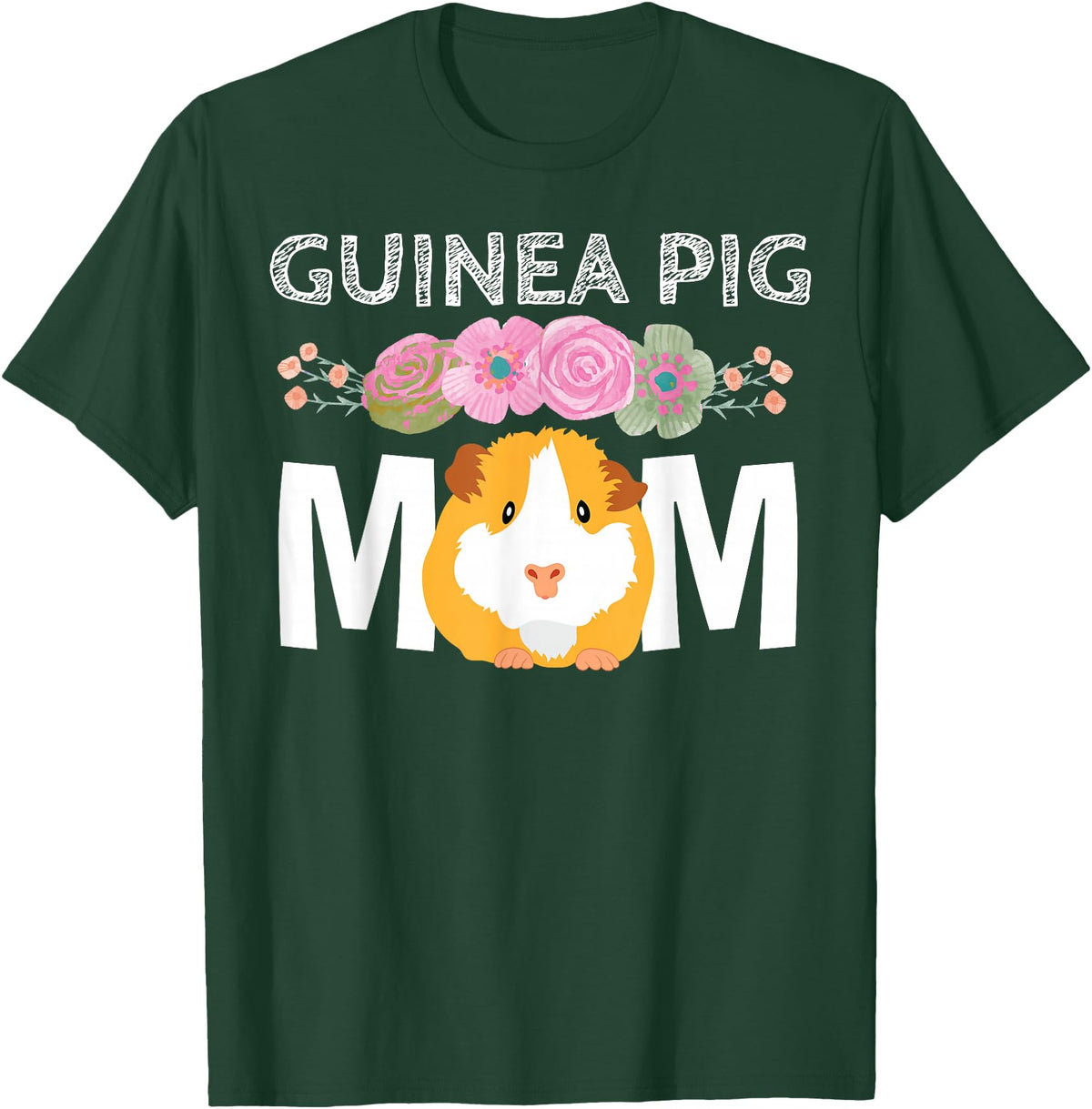 Cute Cavy Mama Breeder Fancier Piggie Accessories Guinea Pig Mom Stuff Floral Cavy Lover T-Shirt - Dark Green