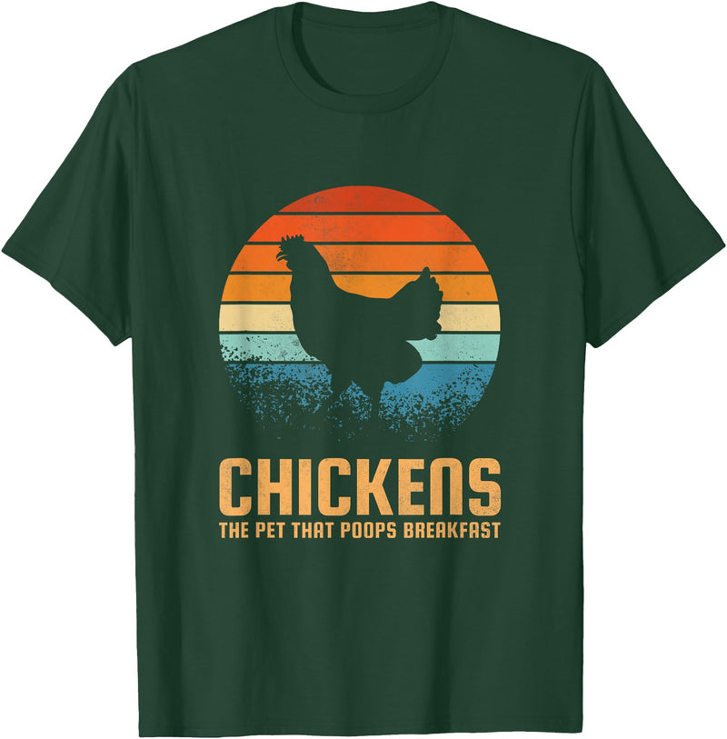 Womens Ranch Farming Farmer Gifts For Men Chickens the pet that poops breakfast T-Shirt - Dark Green