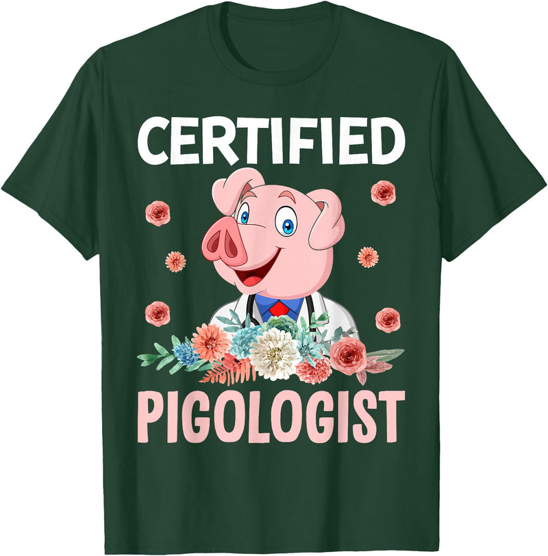 Funny Pig Farm Piggy Farmer Farming Gifts DAIMMER Certified Pigologist T-Shirt - Dark Green