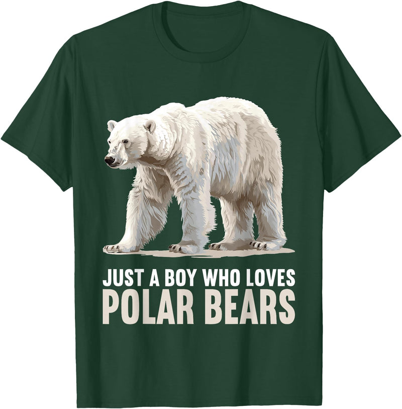 Polar Bears Polar Bear Lovers Shop Just a Boy who loves Polar Bears Polar Bear T-Shirt - Dark Green