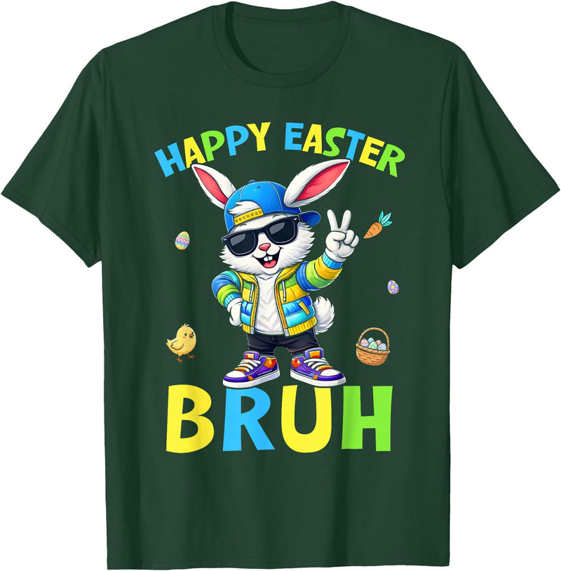 Happy Easter Bruh Bunny Rabbit Easter Day Men Boys Kids T-Shirt in Dark Green