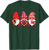 Three Gnome Crew Family Outfit Gnomes Love Valentine's Day Buffalo Leopard Heart Women Men T-Shirt - Dark Green