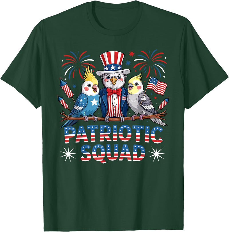 Cockatiel Parakeet Bird 4th Of July Bird Lover Patriotic Cockatiel Parakeet Bird Birdwatching 4th of July T-Shirt - Dark Green