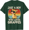 KATYLIN Just A Boy Who Loves Giraffes Retro Giraffe Boys Kids T-Shirt - Dark Green